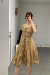 Mutedance 24 Spring/Summer Shell Sleeve Waist Short Dress MD-MD24SS17-KHAKI PM138
